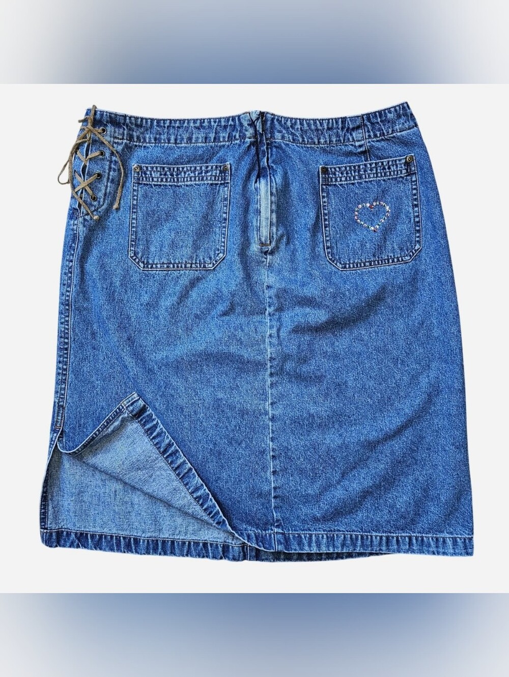 Y2k Denim Midi Skirt with Lace up Side - 16w